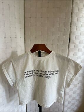 Zara White Crewneck Tee with Subtle Logo Tag